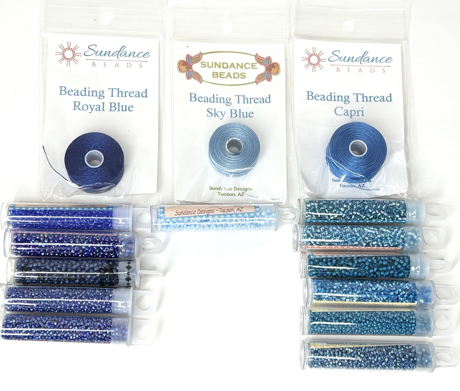Sundance Designs Beads Blues Royal Capri Light Sz 11 14/15 Beading Thread Lot 15