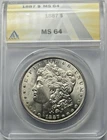 1887 Silver Morgan Dollar Coin MS 64 ANACS Certified