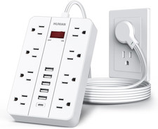 Power Strip with USB, Flat Plug Extension Cord Surge Protector 5 Ft, Power Stri