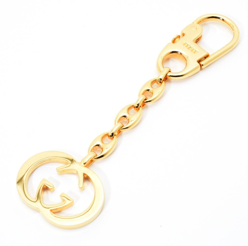 GUCCI Key ring chain Interlocking Gold Marina Cha… - image 4