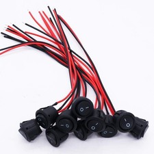 10Pcs round rocker switch 12V ON Off Switch 12 Volt DC Toggle Switch 2 Pin SPST