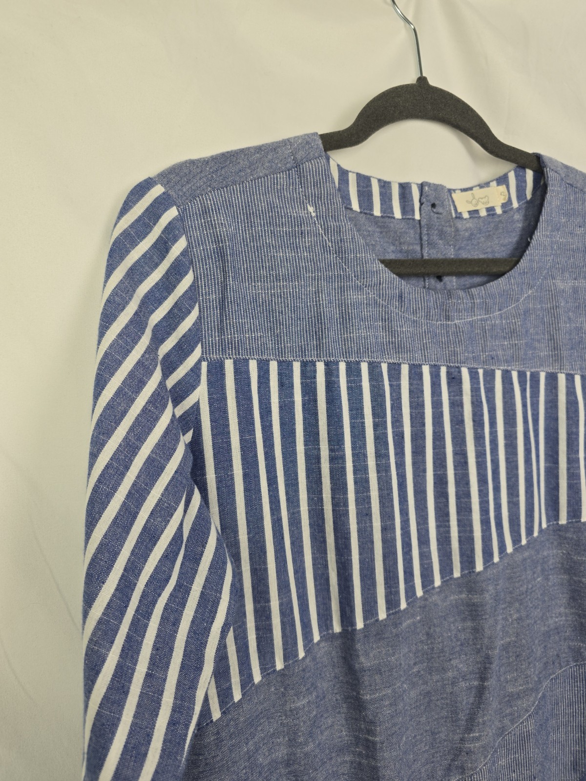 Striped Patchwork Blue Minimalist Boho Beachy Box… - image 3