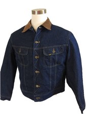 Lee Storm Rider Jean Jacket Men Denim 42R Vintage Corduroy Collar USA Made Lined