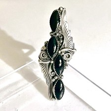 Signed - Delbert Gordon, Navajo. Vintage Sterling Silver Onyx Ring