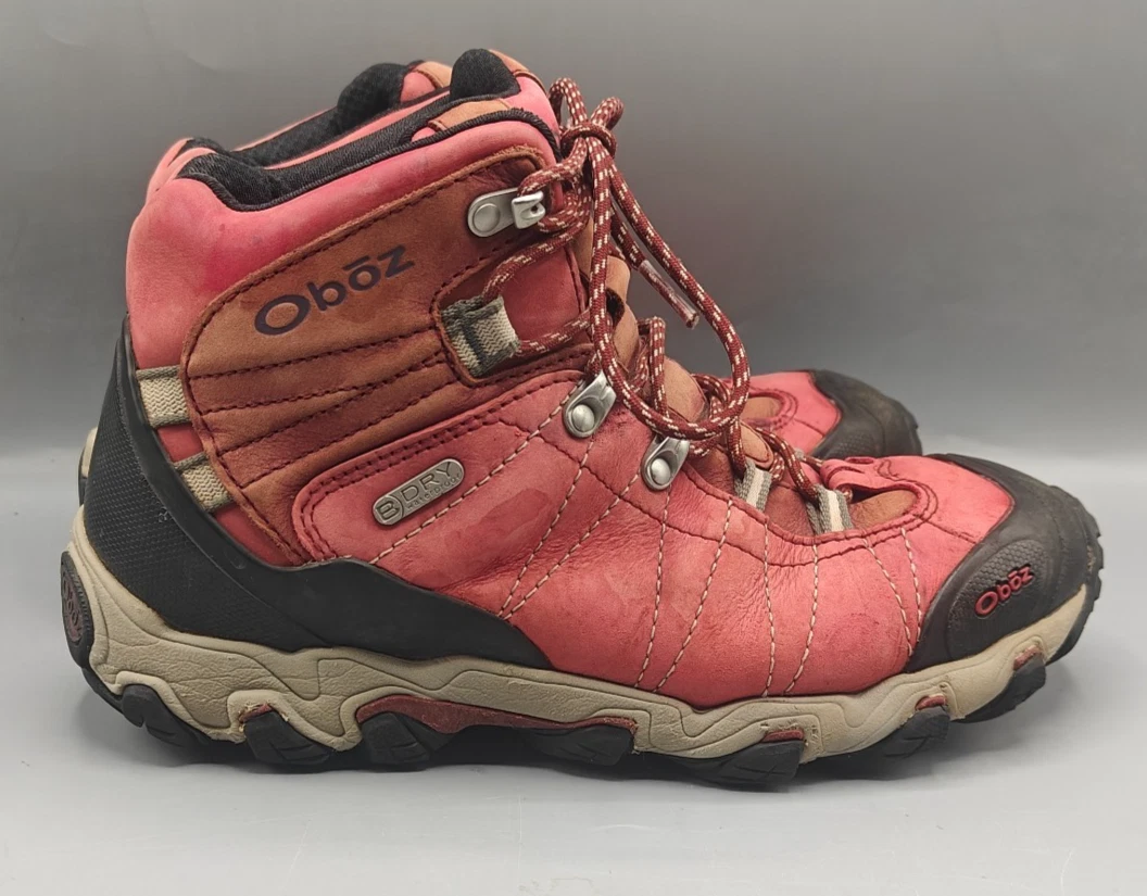 Oboz Bridger Mid B-Dry Waterproof Hiking Boots Women Size 10 Red Leather