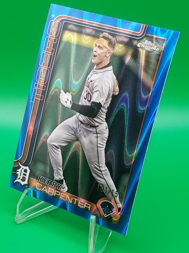 2025 Topps Chrome Kerry Carpenter /150 Blue Raywave Refractor Detroit Tigers - Picture 3 of 3