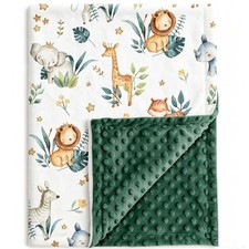 30x40 Inches Safari Animals Baby Blanket with Double Layer Dotted Backing