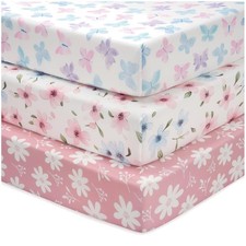 Soft Microfiber Crib Sheets - 3 Pack Pink Butterfly Bedding