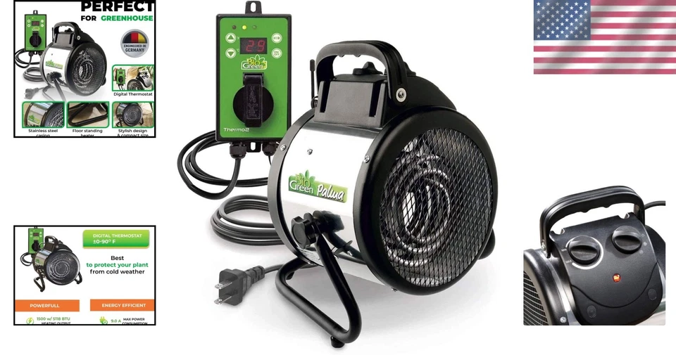 Ventilador Calentador Invernadero Eléctrico Acero Inoxidable Compacto Portátil Foto 2 de 4