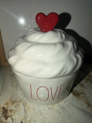 Rae Dunn ''Love'' Cupcake w/Heart on Top Valentine Decor