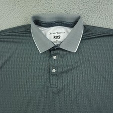 Hickey Freeman Polo Shirt Mens 2XL Gray Geometric Golf Performance Stretch Micro
