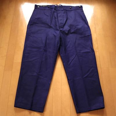Deadstock 40s-50s LE MONT ST MICHEL Cotton Work Pants 45x30 Navy France Vintage