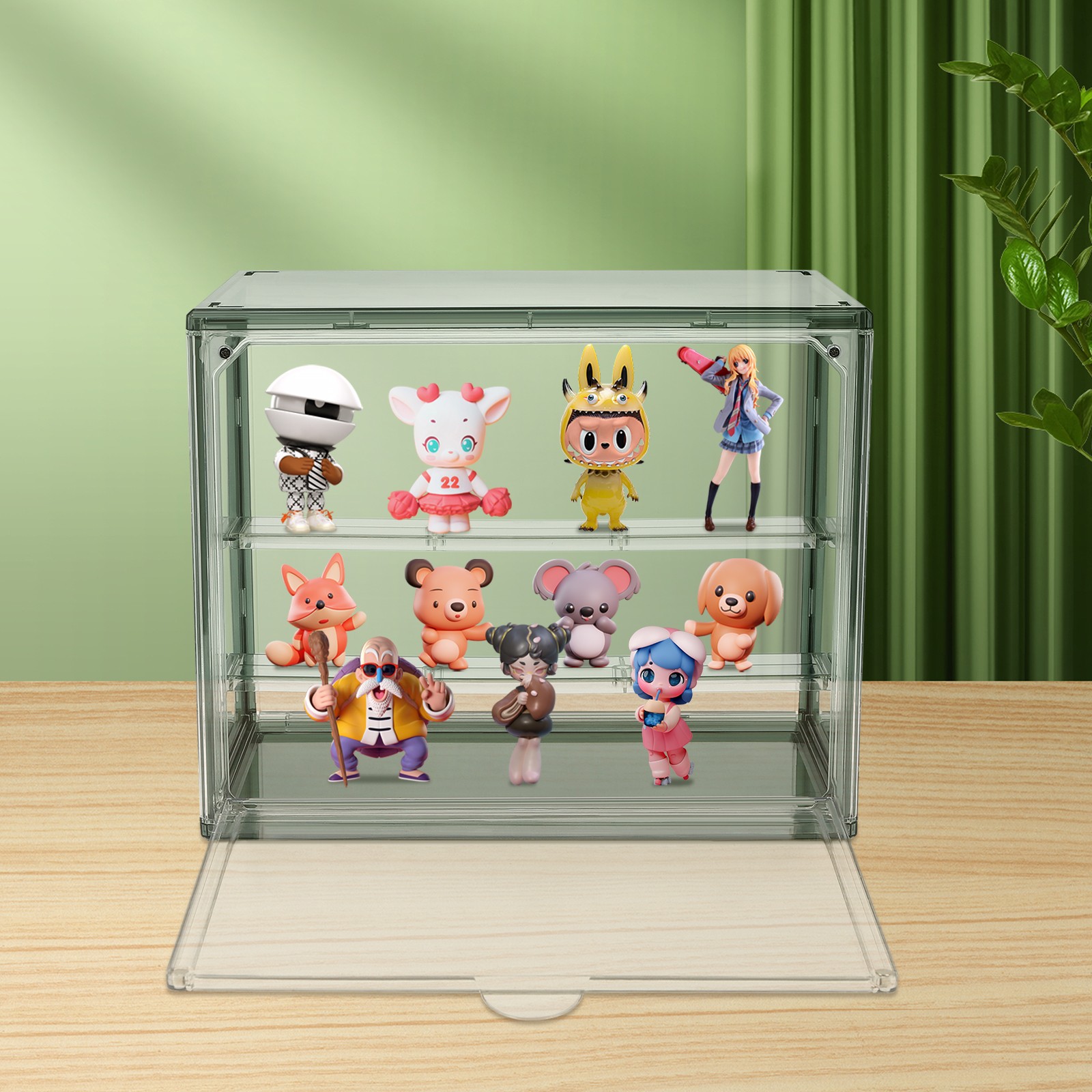 Display Case Bread Box for Kitchen Countertop, 2 Tier PET Display Shelf