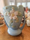 Vintage Roseville Pottery USA Vase #983-7 Blue Dogwood Pattern Double Handle