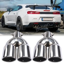 1 Pair Dual Car Exhaust Pipe Tail Muffler Tip Throat Tailpipe For Chevy Camaro
