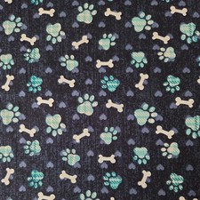 Blue Paw Print Fabric Sold By The Yard. Very Nice Fabric.