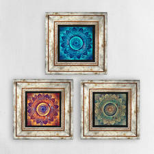 Mandala Trio Vintage Set of 3 Framed Wall Decor Gift Framed Decor Gift