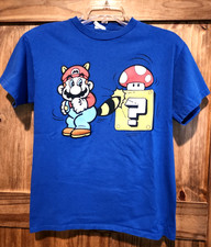 Super Mario Brothers T-Shirt Size Small Raccoon Tail Blue Delta Pro Weight Vtg