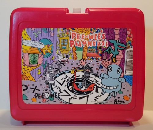 1987 Pee-Wee's Playhouse Red Plastic Lunch Box Pee Wee Herman Brand Thermos