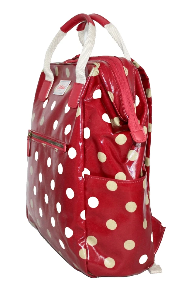 Mochila con marco CATH Kidston roja con lunares tostados de lona recubierta Foto 3 de 4