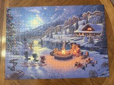 Disney Mickey Minnie Christmas Lodge 1000 piece puzzle - Thomas Kinkade Studio