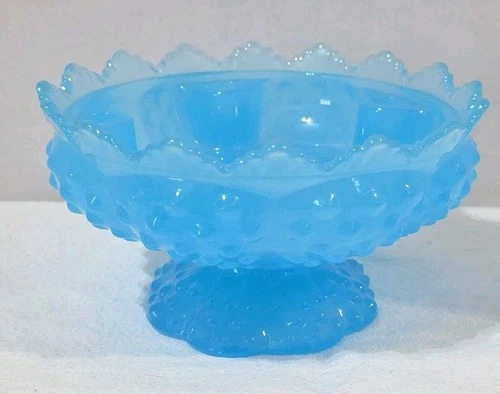 Fenton Blue Glass Hobnail Candle Holder BEAUTIFUL!!! RARE COLOR