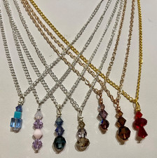 Glass Crystal Pendants on Plated Chains with Plated Lobster Clasps