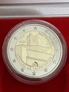 2 Euro Monaco 2026 Duché de Valentinois PP proof mit OVP Etui und Zertifikat