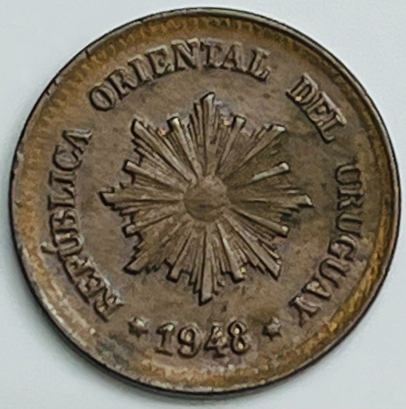 1948 Uruguay 2 Centesimos KM# 20a Circulated Condition