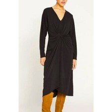 Universal Standard Twist Front Midi Dress Medium Black Minimalist Modern Career
