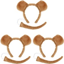 Bear Ears Headband Tail Set 6 PCS Brown Costume Halloween Party Fancy Dress