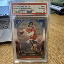 2019 Panini Prizm #322 Gardner Minshew Red White Blue Rookie Card PSA 10 - ID5. rookie card picture