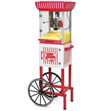 380 W 2.5 oz. Red/White Hot Air Popcorn Cart with Easy Mobility PC25RW PC25RW PC
