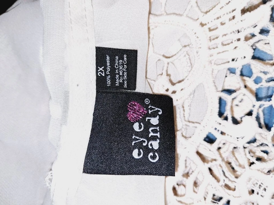 Eye Candy Size 2X Beige Lace Boho sleeveless sheer Coquette crochet tank top - Image 3 of 3