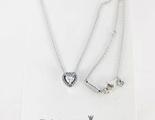 Authentic Pandora Bright Elevated Heart Necklace # 398425C01 - 45