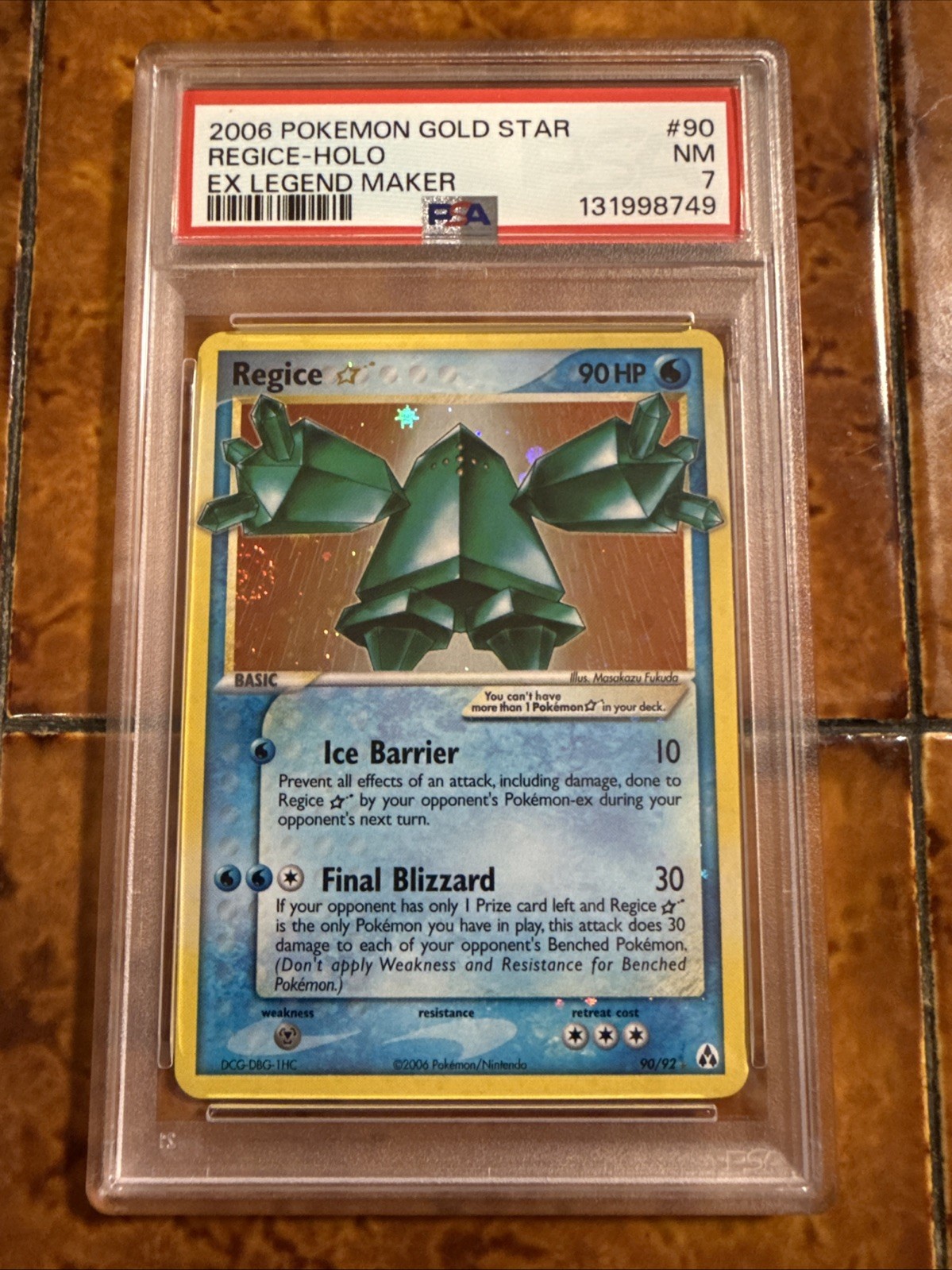 2006 POKEMON EX LEGEND MAKER GOLD STAR #90 REGICE HOLO PSA 7