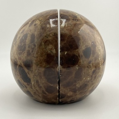Brown Jasper Quartz Sphere Bookends Pair Polished 5 Inches