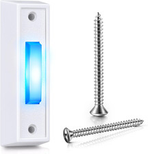 1 Pack Wired Lighted Doorbell Button, Blue LED Switch, White | 8V-24V, Doorbe...