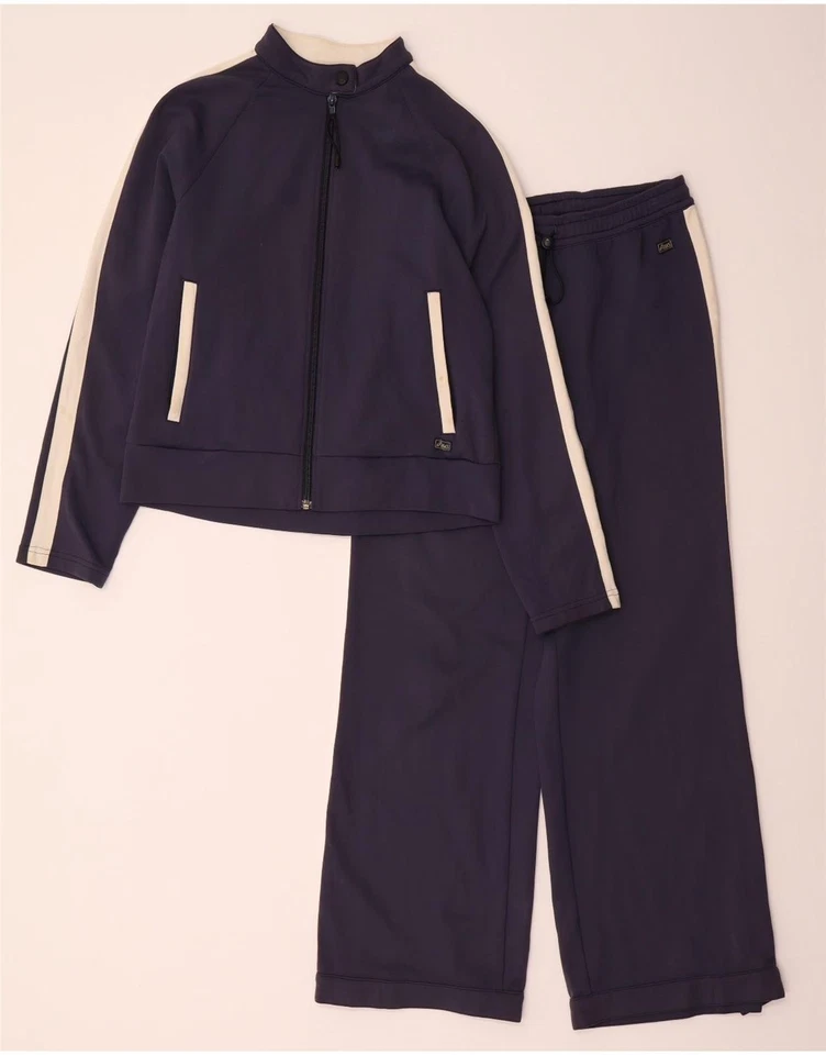 Chándal completo para mujer ASICS Reino Unido 14 mediano azul marino bloque de color poliamida DR08 Foto 3 de 4