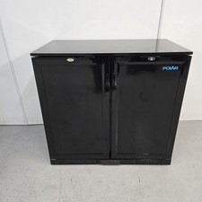 Fridge Bottle Solid 2 Door Black Back Bar Chilled Commercial 198L Polar GE998