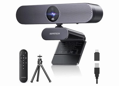 DEPSTECH Webcam 4K, Zoomable Webcam with Microphone and Remote, Equipped with...