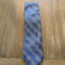 Brooks Brothers Repp Tie Navy Blue Stripe Silk Made in USA