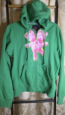 Marc Jacobs Heaven Friendship Teddy Bear Hoodie Sweater Green & Pink Full Zipper