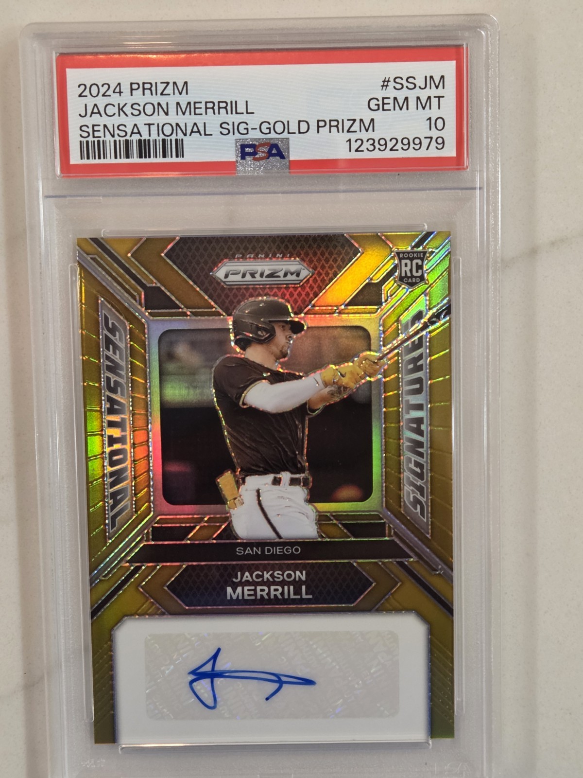2024 Panini Prizm JACKSON MERRILL Sensational Signatures RC Auto Gold /10 PSA 10