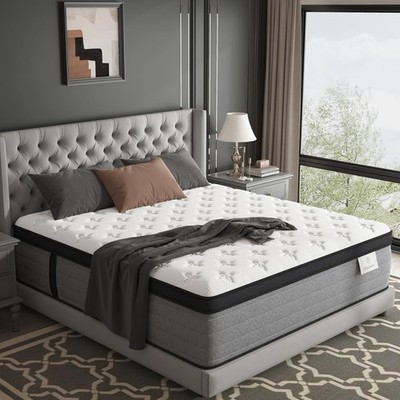Firm King Mattress 14 Inch, Luxury Hybrid King Size Mattress in a Box, 7-Zones I