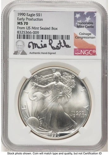 Photo of a 1990 American Silver Eagle from an eBay listing that sold on Jul 23, 2026