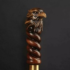 Eagle Head Hand Carved Handmade Handle Wooden Walking Stick Cane Hiking designer