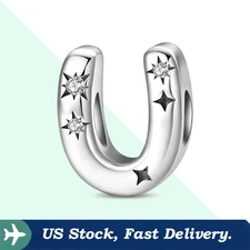 KUNSIR 925 Sterling Silver Letter U Charm For Bracelet Or Necklace Pendant Charm