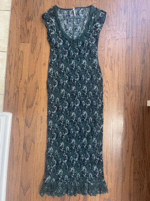 Free People Mckenna Dobby Smocked Midi Dress Green Floral size S | eBay