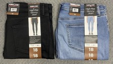 Kirkland Signature Lot of 2 Women's Skinny Black  Light Blue Jeans Size 18 NWT